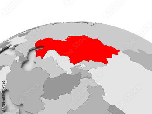 Kazakhstan on grey globe