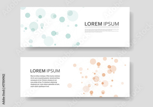 Abstract polygonal network shapes with connecting dots and lines. Cover technology template