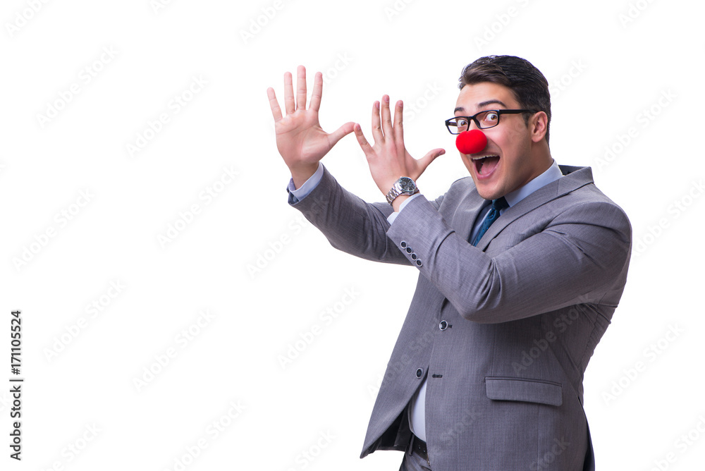 Funny clown businessman isolated on white background Funny clown businessman isolated on white background