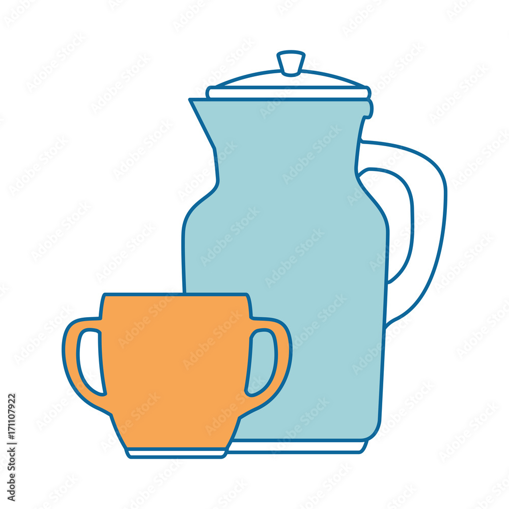 coffee teapot kitchen with cup vector illustration design coffee teapot kitchen with cup vector illustration design