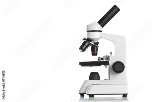 White microscope on table
