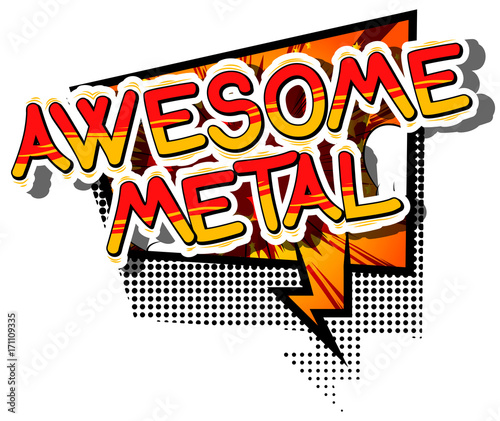 Awesome Metal - Comic book word on abstract background.