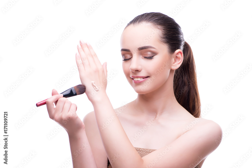 Woman in beauty concept applying make up using cosmetics Woman in beauty concept applying make up using cosmetics