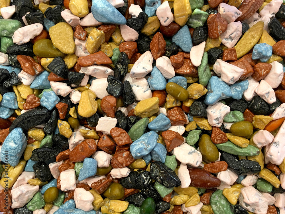 close up on many colorful candy rocks. Flat lay top view background. close up on many colorful candy rocks. Flat lay top view background.
