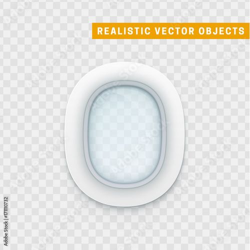 Realistic portholes of airplane. White window aircraft vector illustration