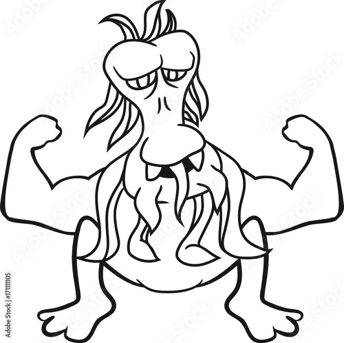 stark bodybuilder muskeln posen tentakel alien monster hässlich horror ausserirdischer halloween comic cartoon