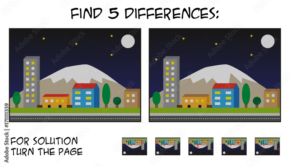 Child game - find 5 differences in pictures; with step by step solution ...