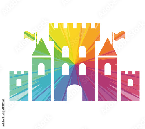 fantasy castle multicolored abstract icon
