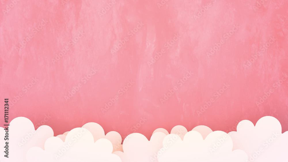 White clouds paper crafts on pink background. 3d rendering picture.