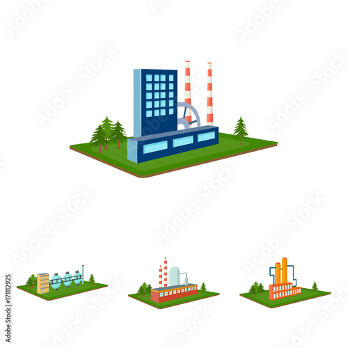 Processing factory,metallurgical plant. Factory and industry set collection icons in cartoon style isometric vector symbol stock illustration web.