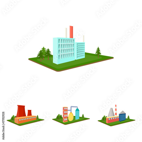 Processing factory,metallurgical plant. Factory and industry set collection icons in cartoon style isometric vector symbol stock illustration web.