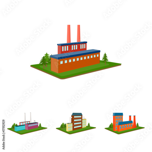 Processing factory,metallurgical plant. Factory and industry set collection icons in cartoon style isometric vector symbol stock illustration web.