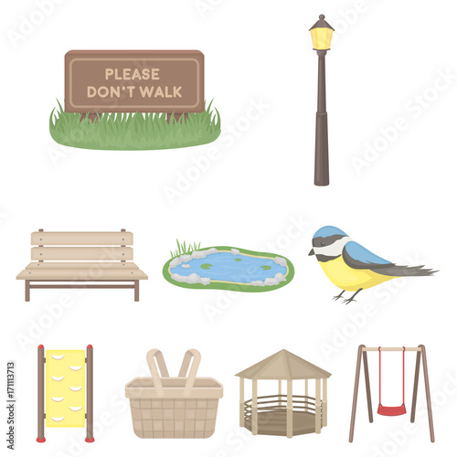 Park set icons in cartoon style. Big collection of park vector symbol stock illustration