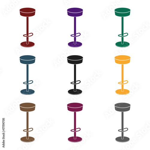 High chair seat near the bar. Bary chair to relax. Pub single icon in black style vector symbol stock illustration.