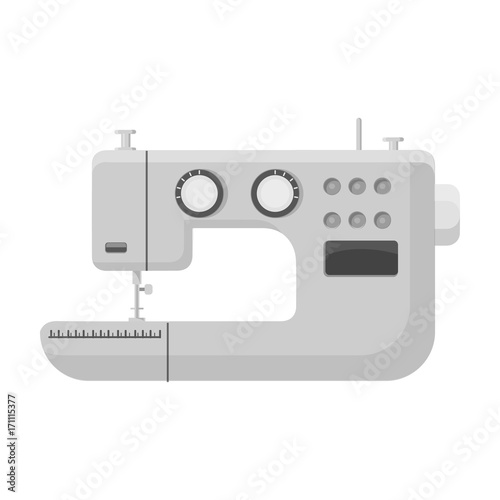 Electric sewing machine. Sewing and equipment single icon in monochrome style vector symbol stock illustration web.