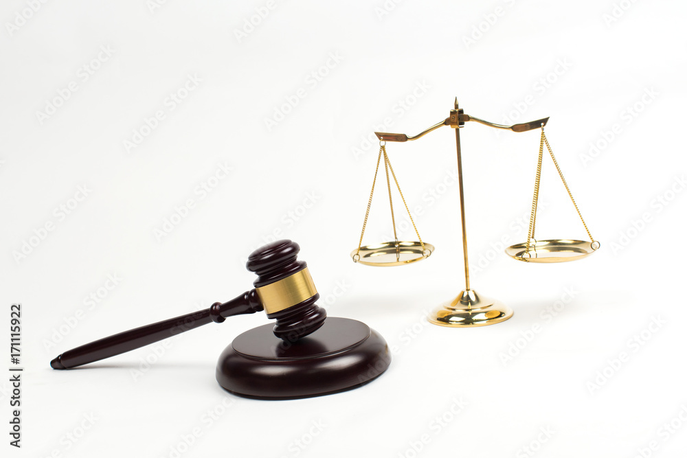 Golden scales of justice for lawyer courtroom decoration object. Golden scales of justice for lawyer courtroom decoration object.