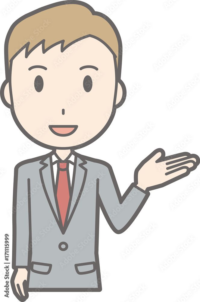 Illustration showing a businessman wearing a suit raising one hand