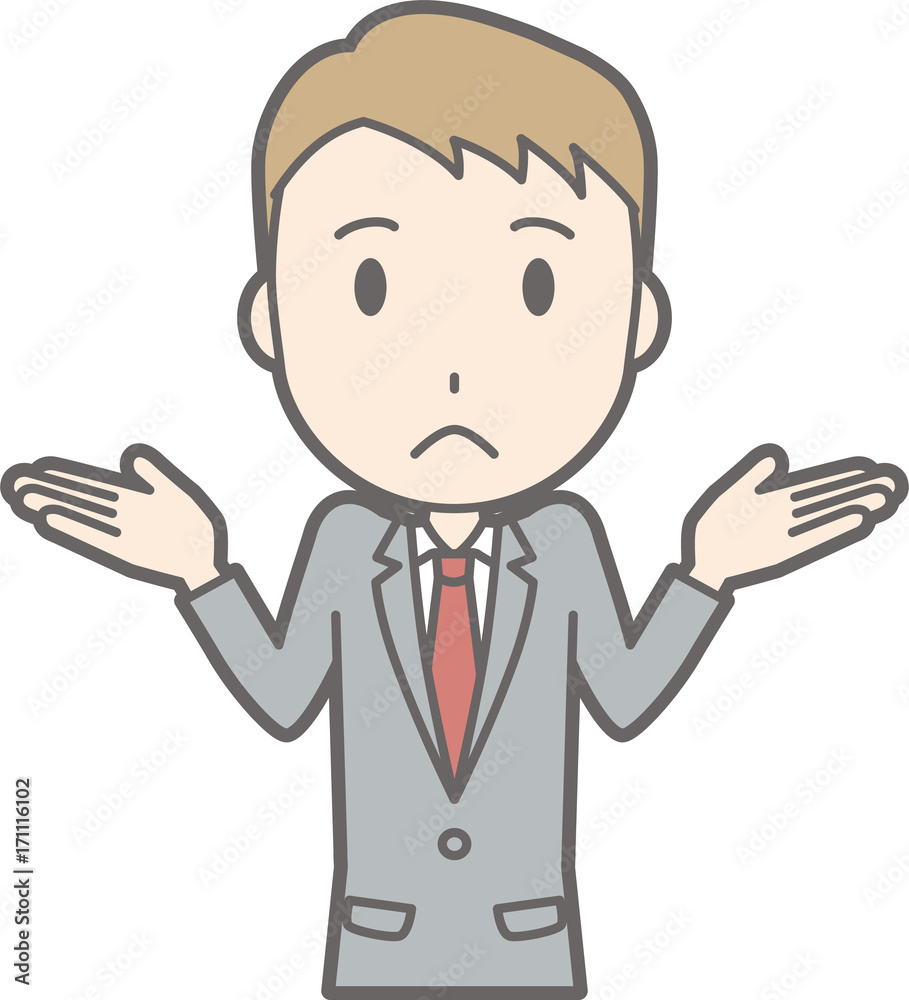 Illustration that a businessman wearing a suit is shrugging his shoulders Illustration that a businessman wearing a suit is shrugging his shoulders