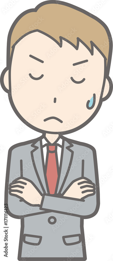 Illustration that a businessman wearing a suit organized his arms Illustration that a businessman wearing a suit organized his arms