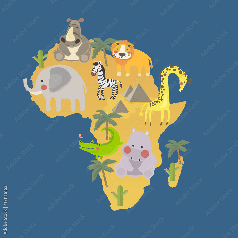 Fototapeta premium Illustration drawing style set of animal