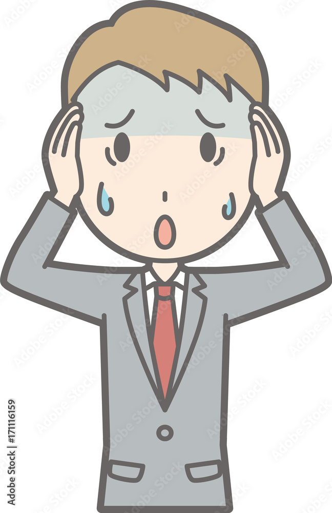 Illustration that businessmen in suit are pale and panicked Illustration that businessmen in suit are pale and panicked