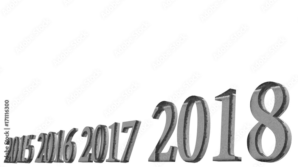 3d rendering of Happy new year 2018 3d text design with clear background color