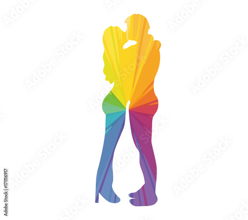 kissing couple multicolored abstract icon