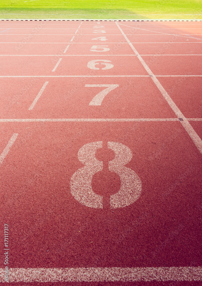 Obraz premium Running track number in stadium.