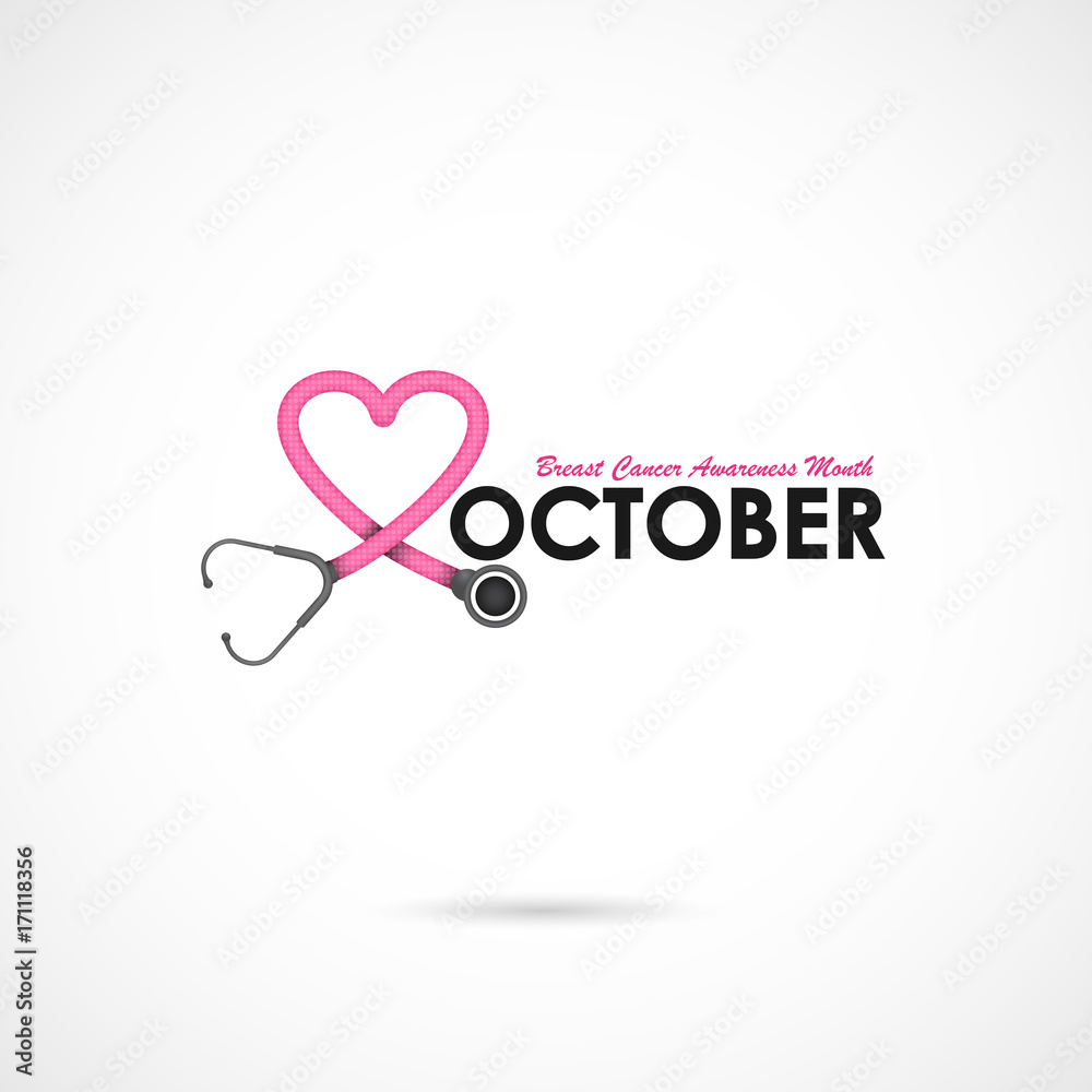 Pink heart ribon sign.Breast Cancer October Awareness Month Campaign Background.Women health vector design.Breast cancer awareness logo design.Breast cancer awareness month icon.