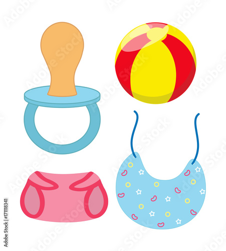 Cartoon Baby Toys and Apparel Vector