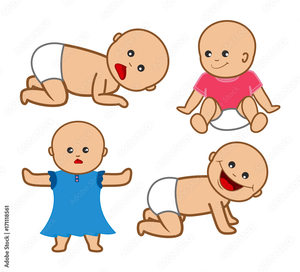 Cartoon Babies Gestures Vector Illustration - clip-art characters vector Cartoon Babies Gestures Vector Illustration - clip-art characters vector