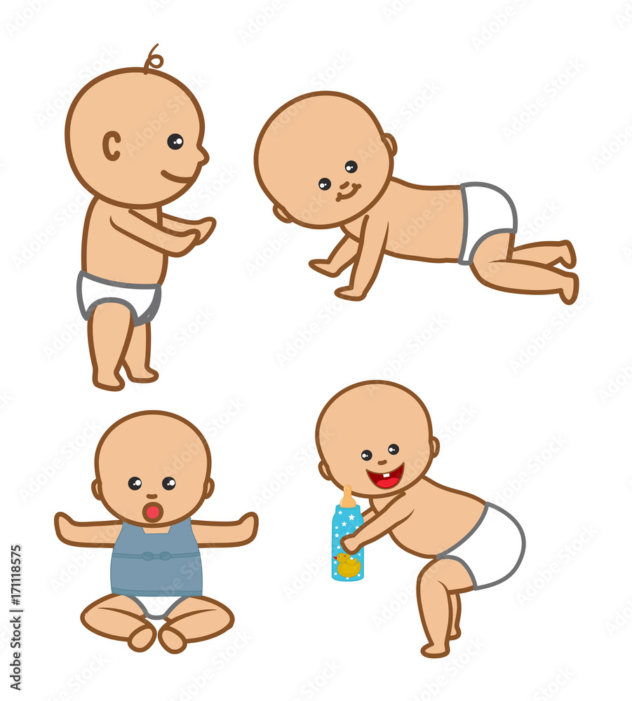 Cartoon Babies Gestures Vectors - clip-art characters vector