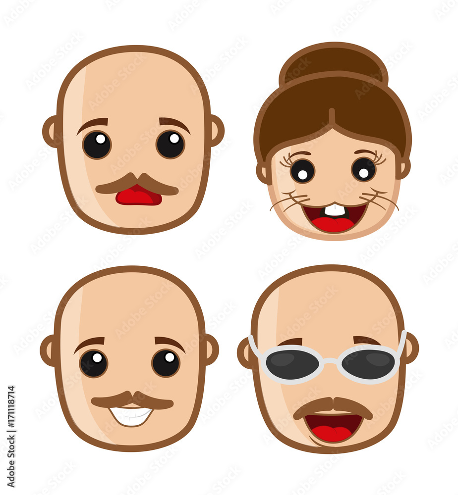 Funny Face Expressions - Cartoon Characters - clip-art characters vector Funny Face Expressions - Cartoon Characters - clip-art characters vector