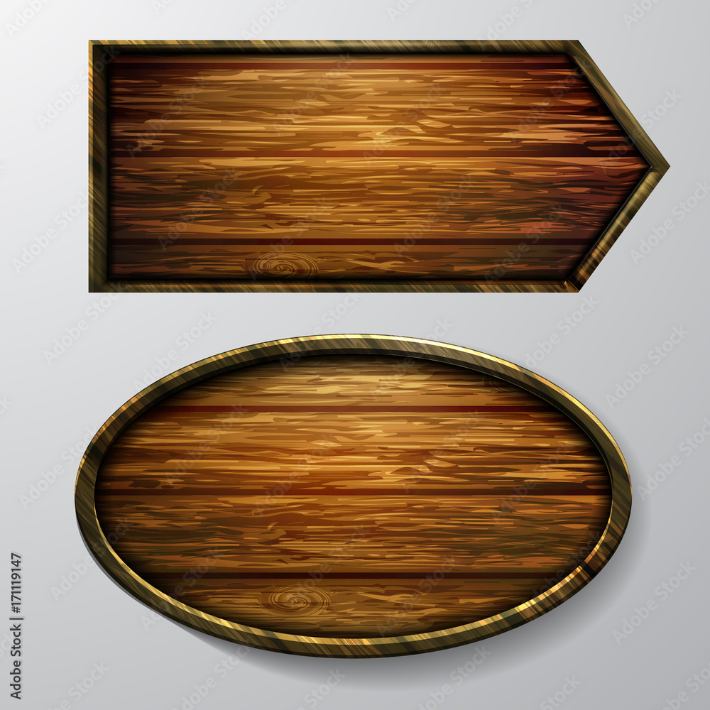 Naklejka premium Wooden signs, vector icon set