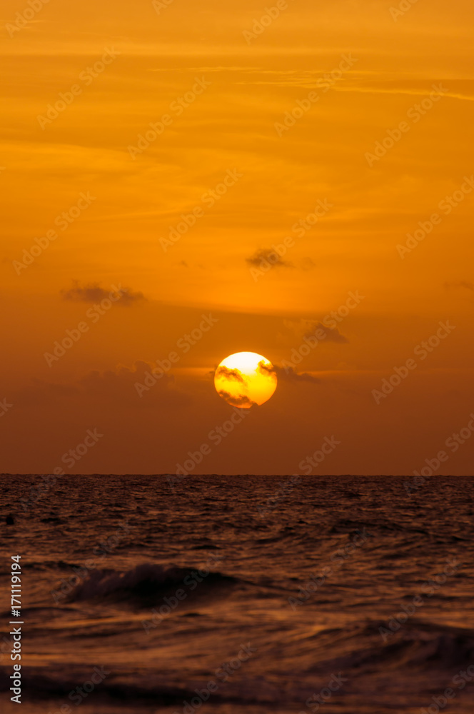 Beautiful sunset or sunriseabove the sea