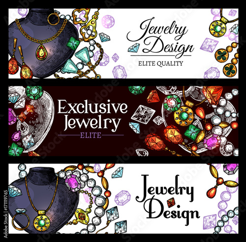 Jewelry and luxury fashion jewel banners