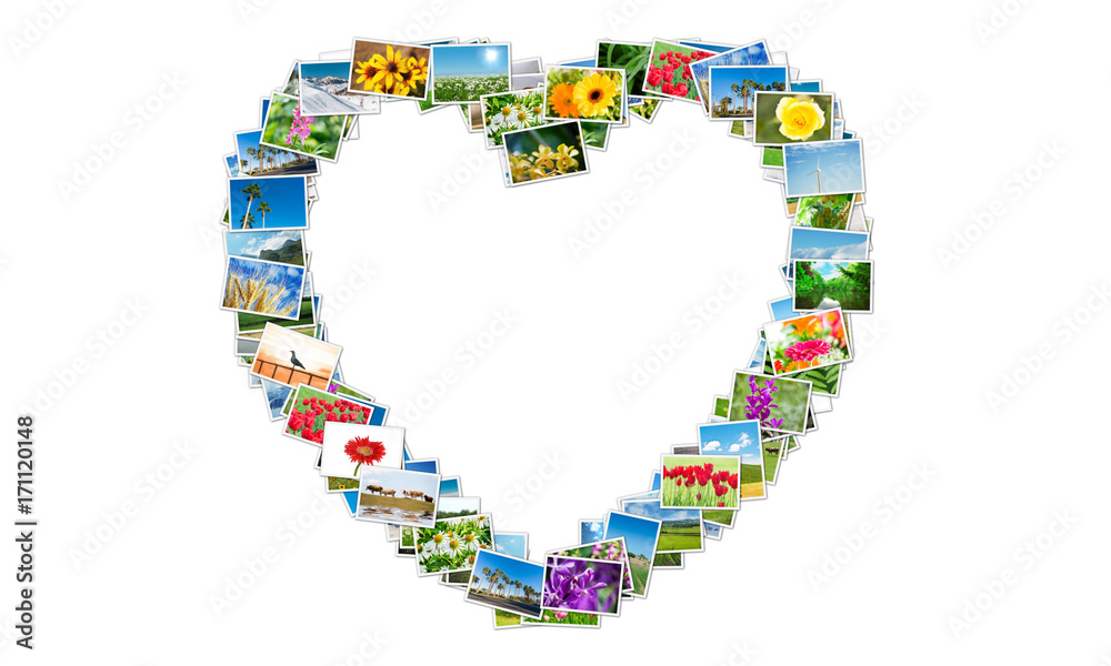Heart shape made of nature photos