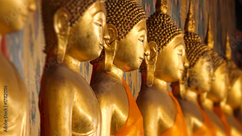 Golden Buddha Statues at Wat Arun in Bangkok  Thailand