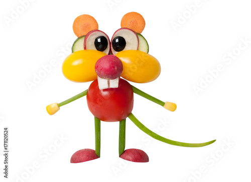 Mouse made with vegetables on isolated background