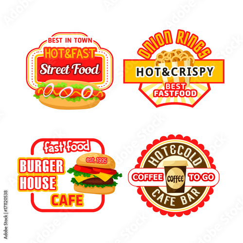 Fast food restaurant and coffee shop icons