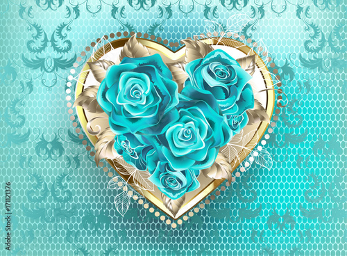 Jewelry heart with turquoise roses