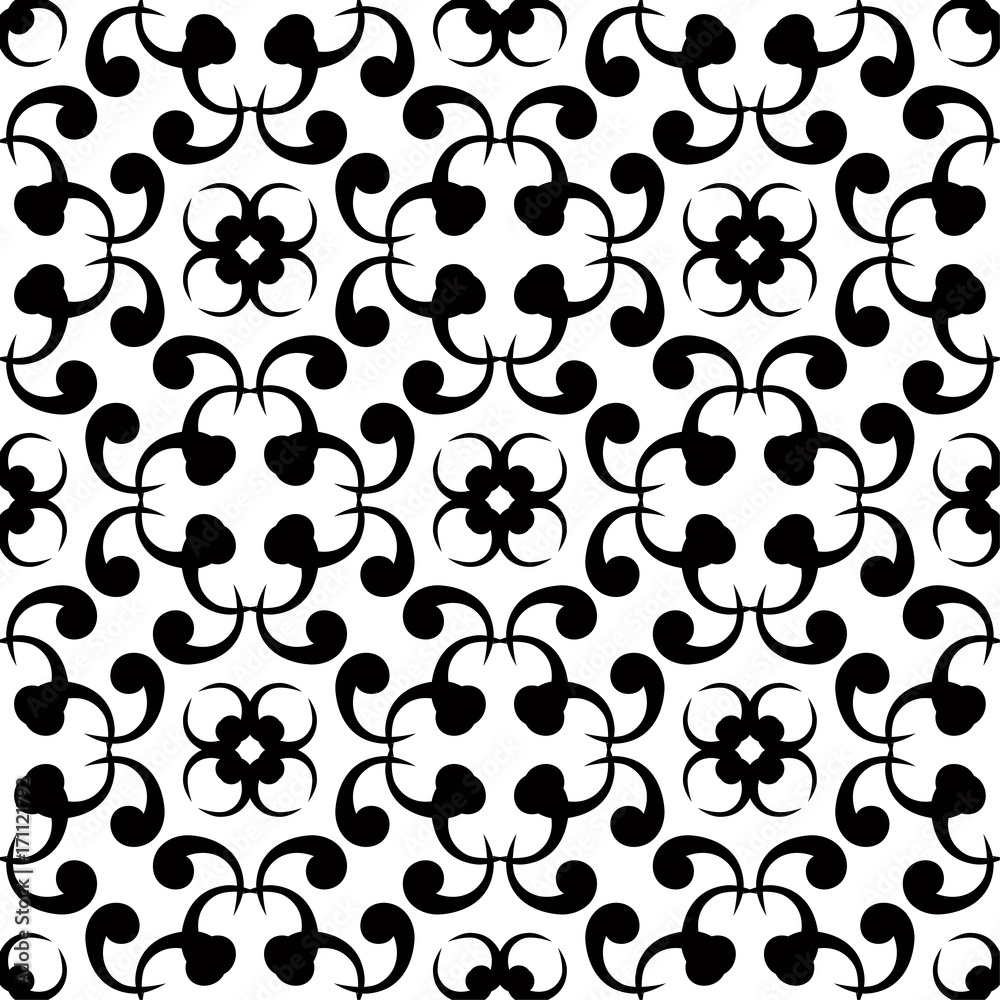 Fototapeta premium Seamless black and white pattern with wallpaper ornaments
