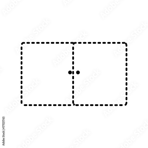 flat line uncolored  cupboard  sticker over white  background  vector illustration