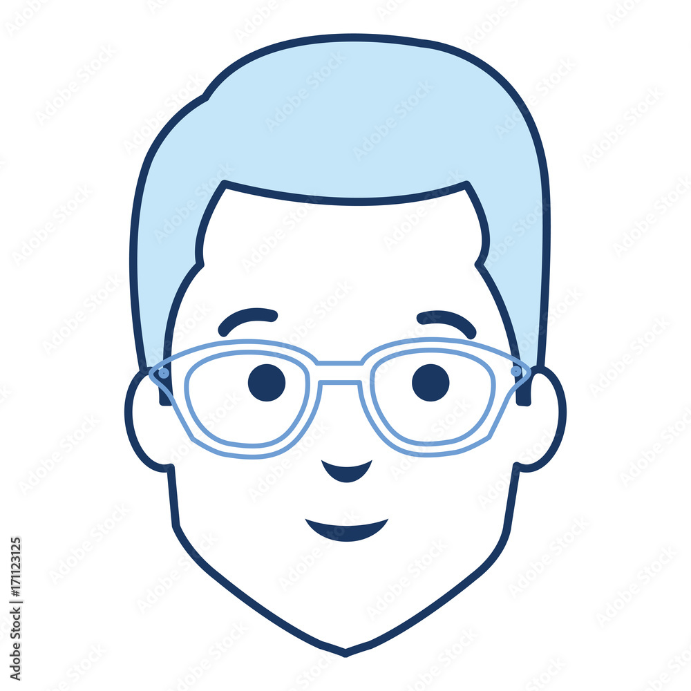 young man head avatar character vector illustration design