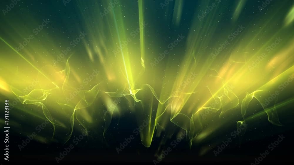 Stylized Green Aurora Borealis Light Ray Background Loop