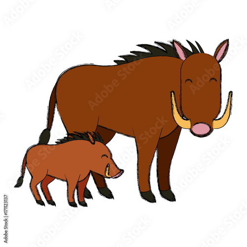 Jabali animal cartoon icon vector illustration graphic design