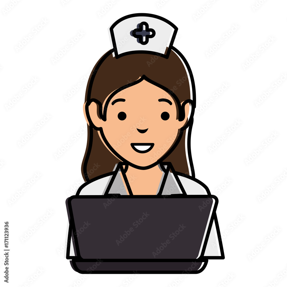 nurse with laptop avatar character vector illustration design nurse with laptop avatar character vector illustration design