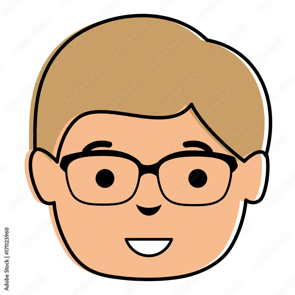 young man head avatar character vector illustration design