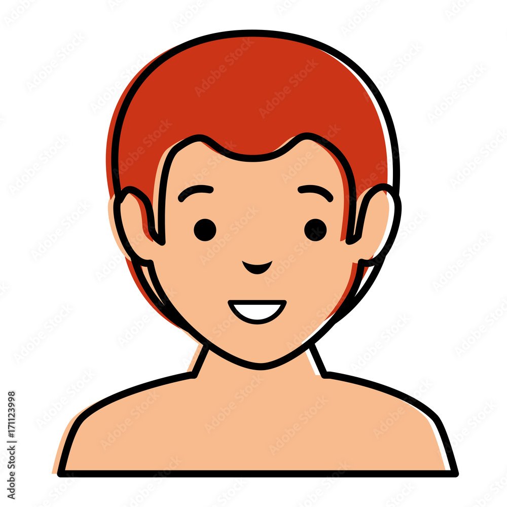 young man shirtless avatar character vector illustration design