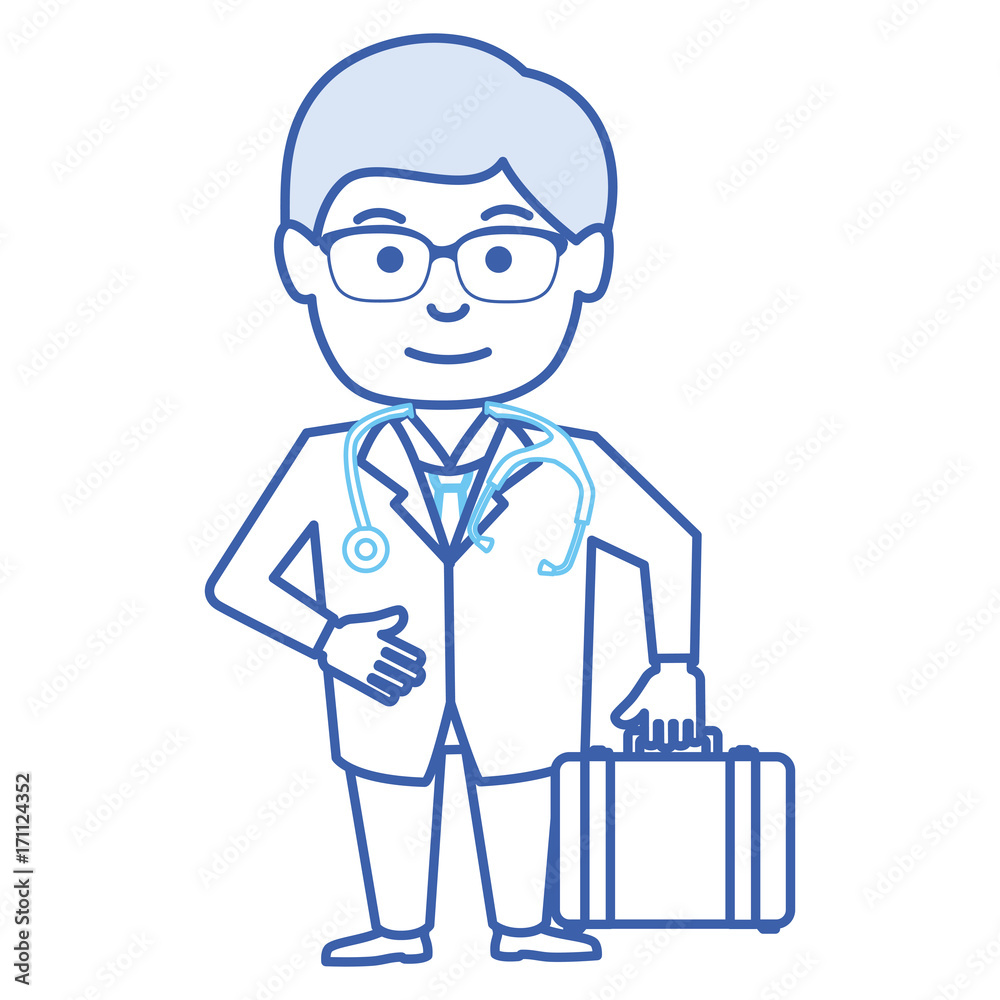 male doctor with stethoscope avatar character vector illustration design